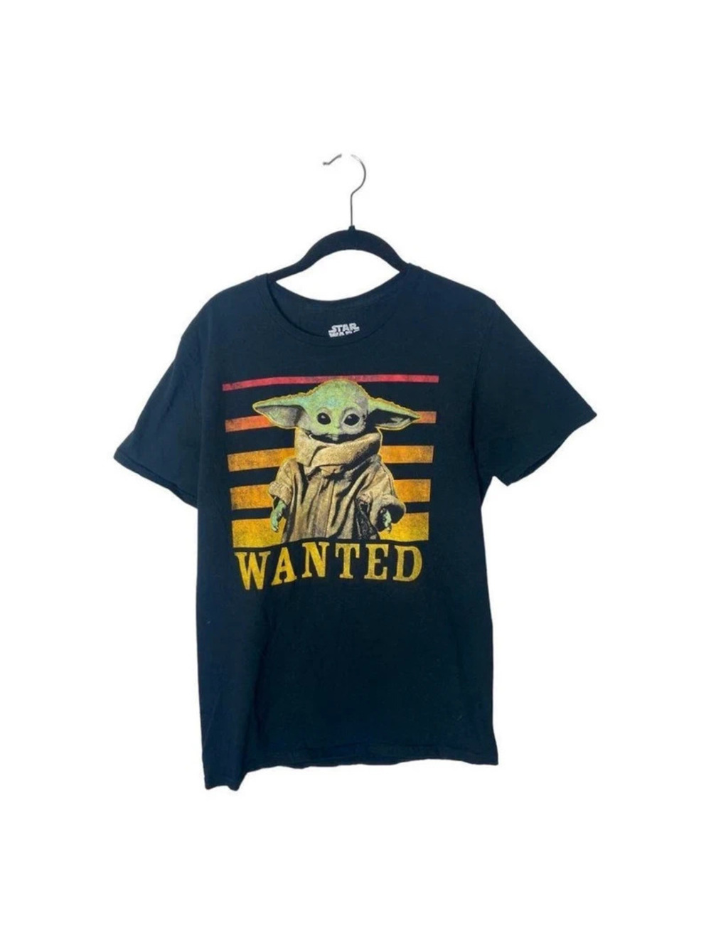 Star Wars Grogu Baby Yoda Wanted T-Shirt Black Men’s Medium Mandalorian